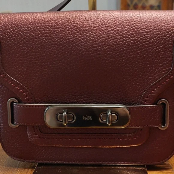 Coach Mini Swagger 2015 35995 Metallic Berry Leather Crossbody $350 Retail EUC - Picture 7 of 16